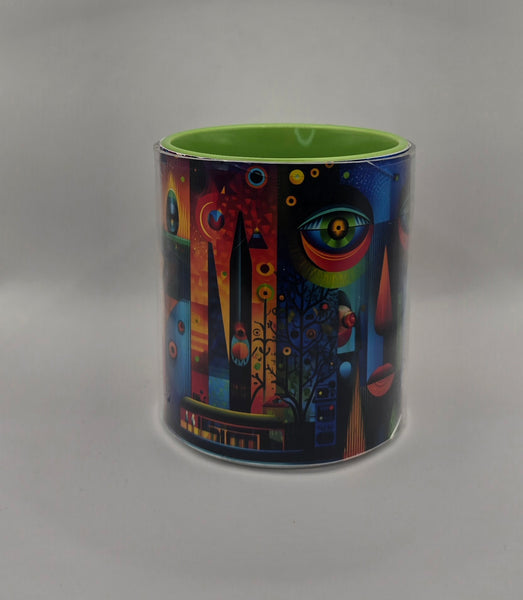Psychedelic Design Mug Green
