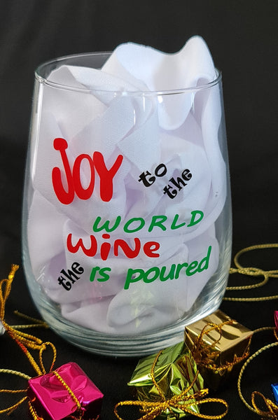 Stemless Christmas Wine Glasses