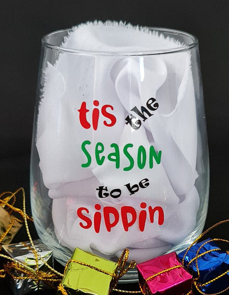 Stemless Christmas Wine Glasses
