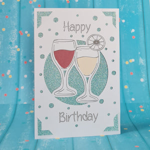 2 Wine Glasses Glitter turquoise